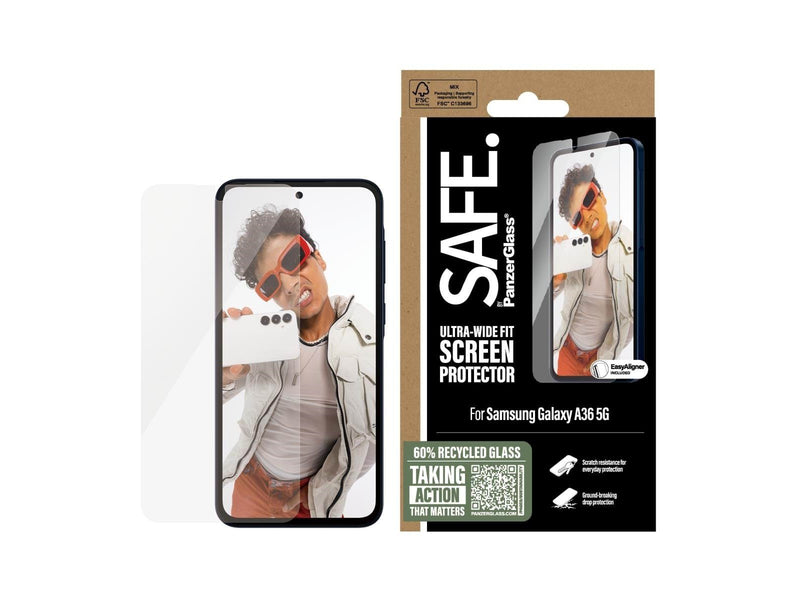 SAFE by PanzerGlass Screen Protector Samsung Galaxy A36 5G | Ultra-Wide Fit w. Aligner