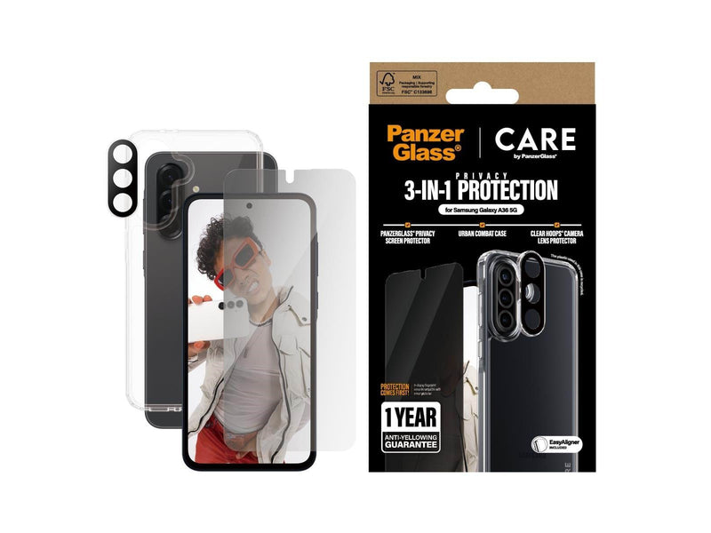 CARE by PanzerGlass Flagship 3-in-1 Privacy Bundle Samsung Galaxy A36 5G