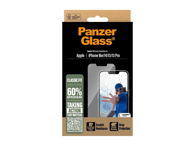 PanzerGlass Screen Protector iPhone 16e | Classic Fit w. Aligner