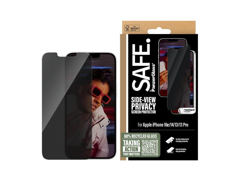 SAFE by PanzerGlass Privacy Screen Protector iPhone 16e | 14 | 13 | 13 Pro | Ultra-Wide Fit w. Aligner