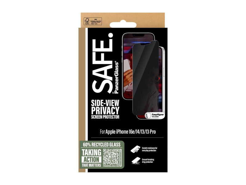 SAFE by PanzerGlass Privacy Screen Protector iPhone 16e | 14 | 13 | 13 Pro | Ultra-Wide Fit w. Aligner
