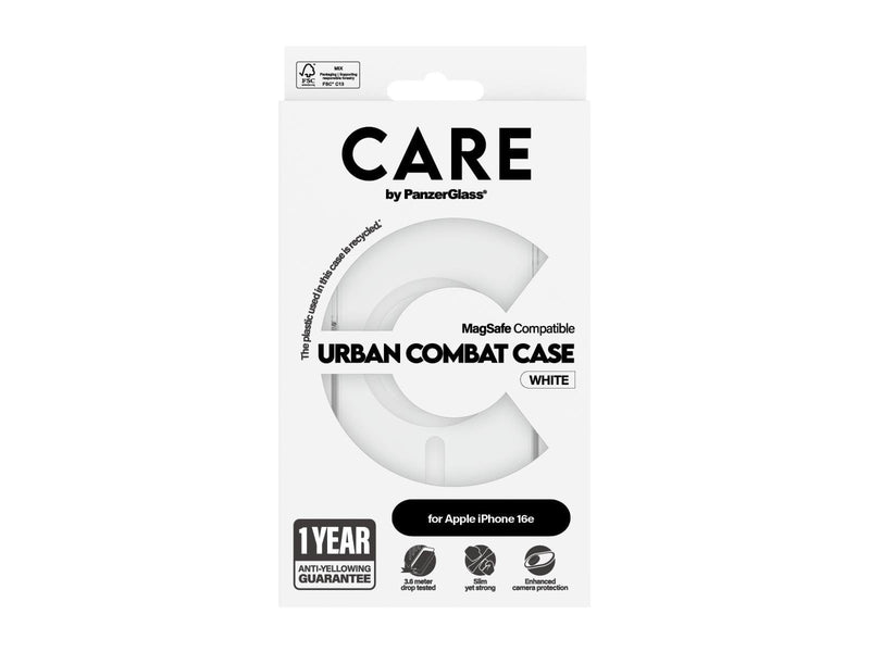 CARE by PanzerGlass Flagship Case Transparent Urban Combat w. White MagSafe iPhone 16e