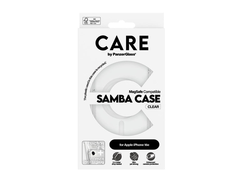 CARE by PanzerGlass Fashionable Case Samba Transparent w. White MagSafe iPhone 16e