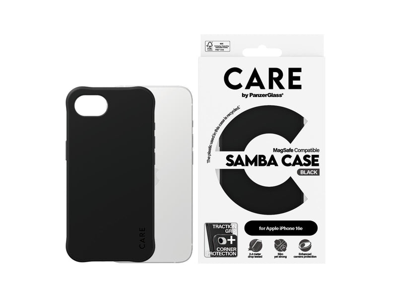CARE by PanzerGlass Fashionable Case Samba Black w. MagSafe iPhone 16e