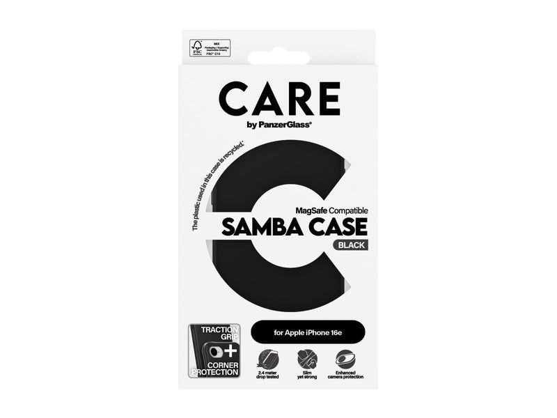CARE by PanzerGlass Fashionable Case Samba Black w. MagSafe iPhone 16e