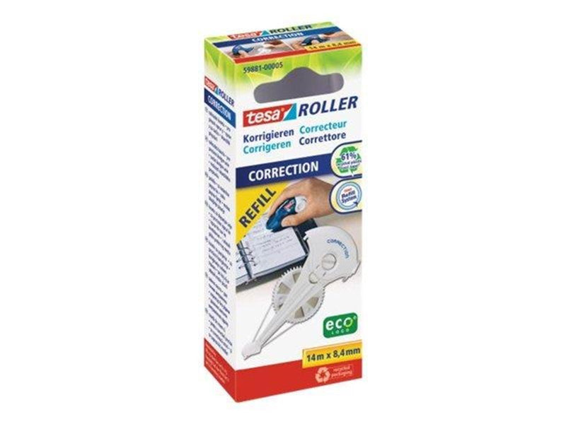 tesa ecoLogo - correction roller refill - 8.4 mm x 14 m - white - plastic PET