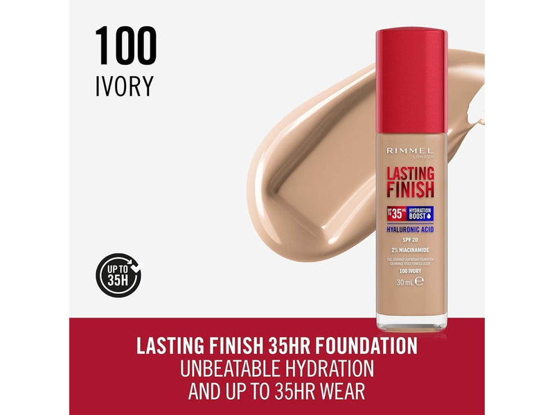 Rimmel Clean Lasting Finish Foundation 100 ivory 30ml
