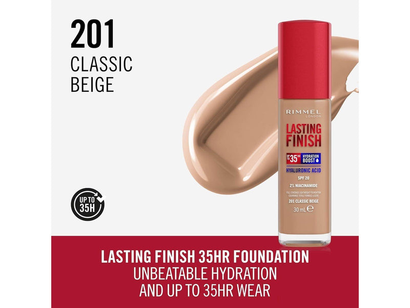 Rimmel Clean Lasting Finish Foundation 201 classic beige 30ml