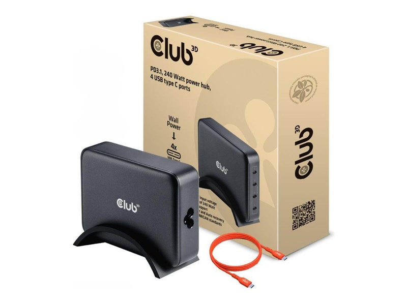 Club 3D power adapter - GaN technology - 24 pin USB-C - 240 Watt