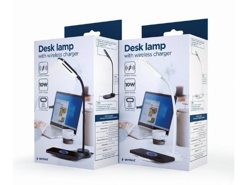 Gembird Desk lamp with wireless charger - Black