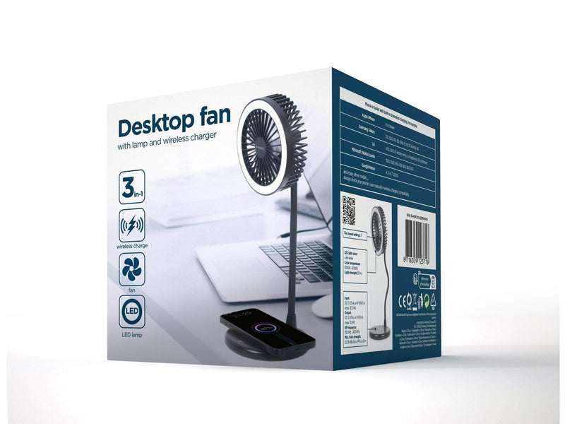 Gembird Desktop fan with lamp and wireless charger