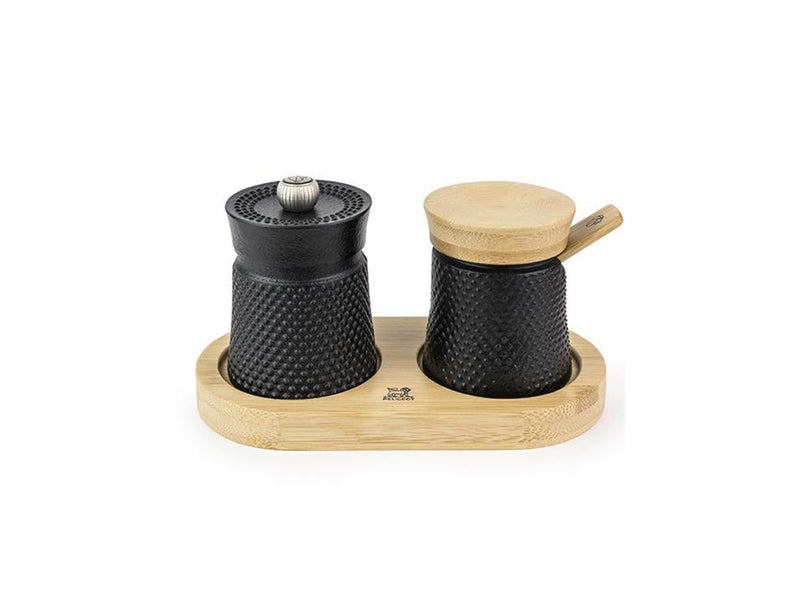 Peugeot Bali Cast Iron pepper Grinder and salt Dispenser Set