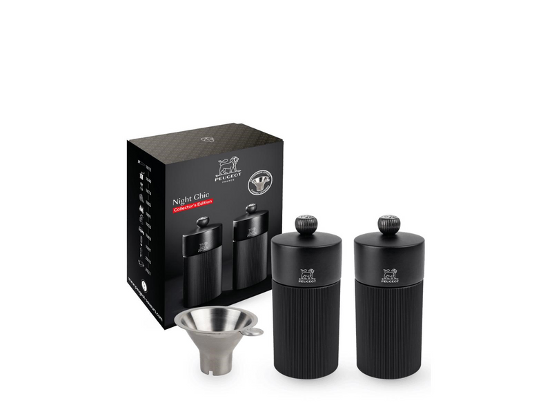Peugeot Duo Line MP+MS 12cm matt black+funnel in stainless steel