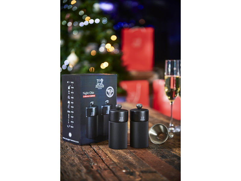 Peugeot Duo Line MP+MS 12cm matt black+funnel in stainless steel