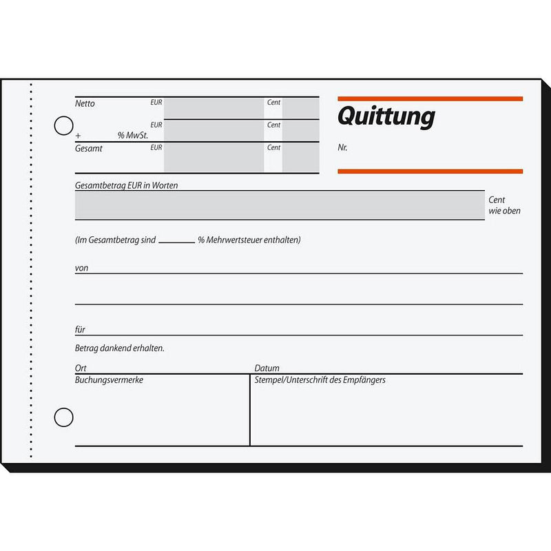 SIGEL QU615 Quittungsbuch A6 quer ohne Durchschlag - 50 Blatt