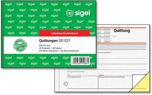 sigel Quittung DS021 A6 - 2 x 40 Blatt