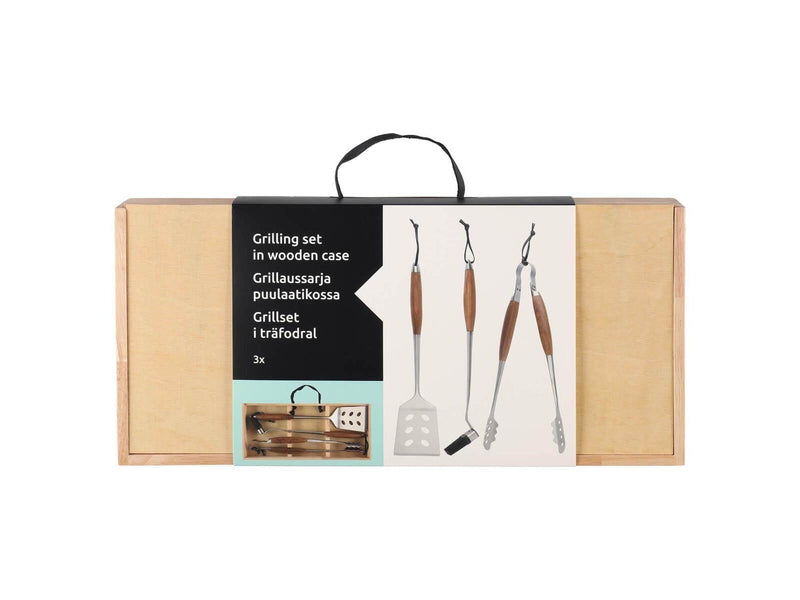 MUSTANG Grill Set in Wooden Box 3 Pieces