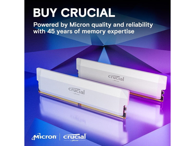 Crucial PRO Overclocking DDR5-6000 - 64GB - CL40 - Dual Channel (2 pcs) - AMD EXPO & Intel XMP - Weiß