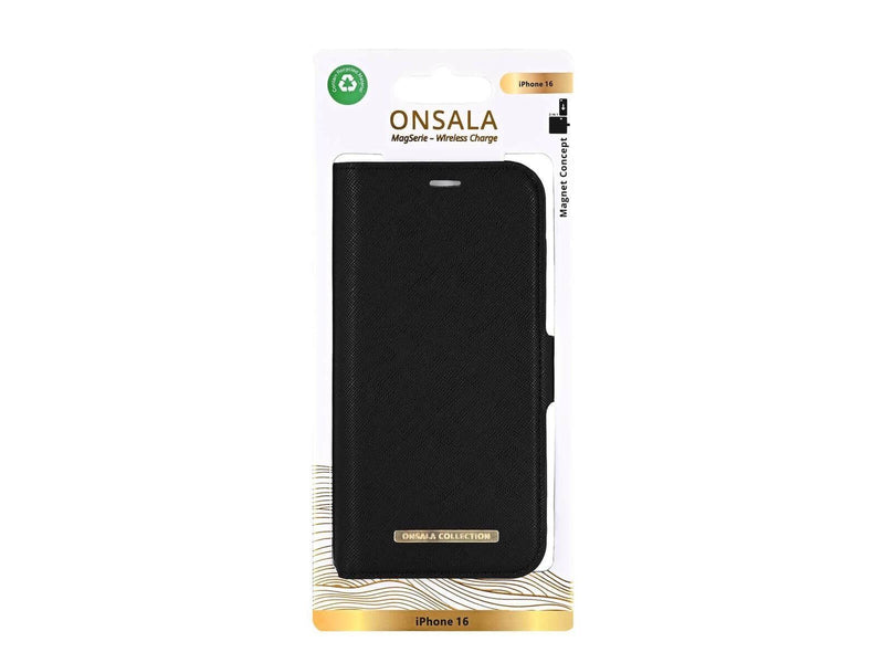 ONSALA Wallet Eco MagSeries for iPhone 16 - Black