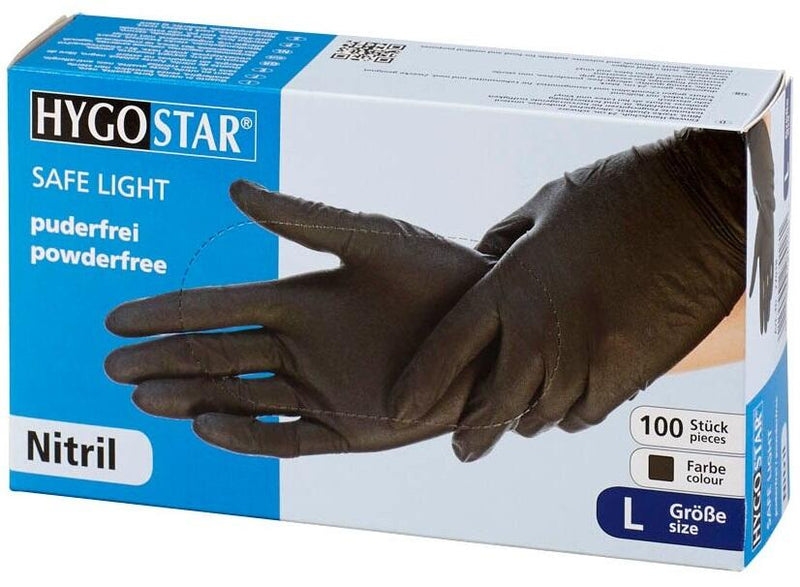 HYGOSTAR unisex Nitrilhandschuhe Safe Light schwarz Größe L - 100 Stück