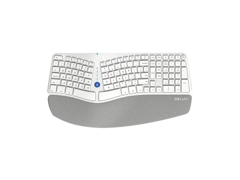 DeLUX Wireless Ergonomic Keyboard GM901D BT+2.4G (White) - Ergonomische Tastatur - Englisch - US - Weiss