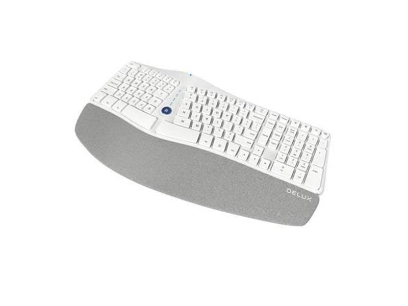DeLUX Wireless Ergonomic Keyboard GM901D BT+2.4G (White) - Ergonomische Tastatur - Englisch - US - Weiss