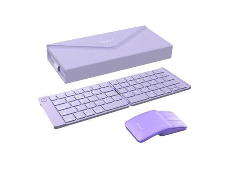 DeLUX Wireless Foldable Keyboard KF10 & Mouse MF10PRO Set - Tastaturen - Englisch - US - Lila