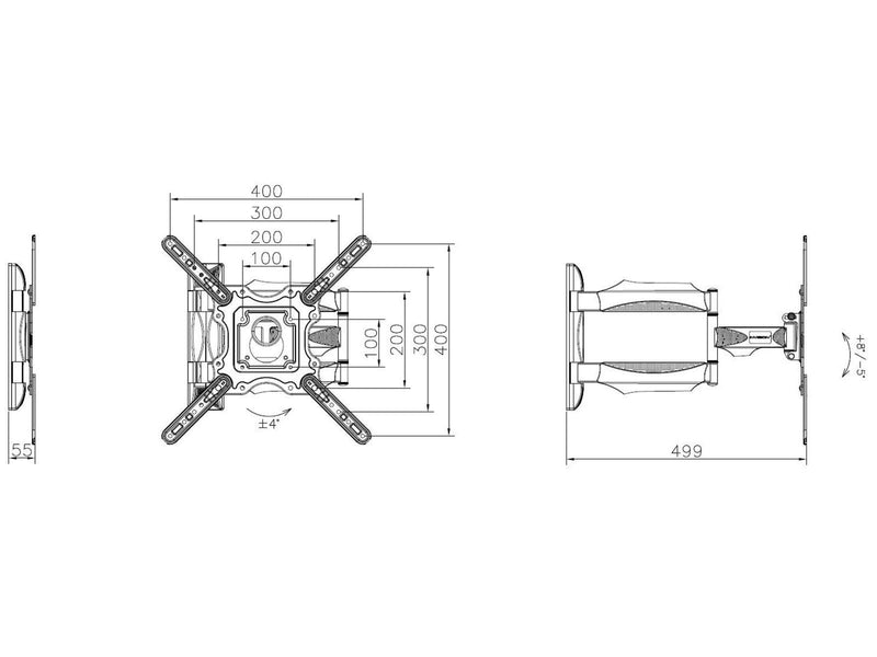Harmony DB142 wall bracket with extension and tilt 31.8 kg 65" 100 x 100 mm