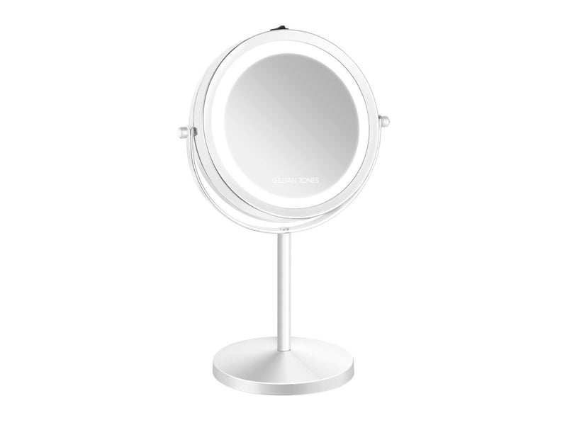 Gillian Jones Double-Sided Wall Mirror in White with LED Light - x1/x10 Magnification