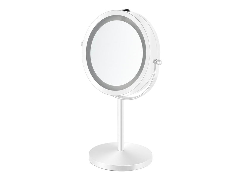 Gillian Jones Double-Sided Wall Mirror in White with LED Light - x1/x10 Magnification