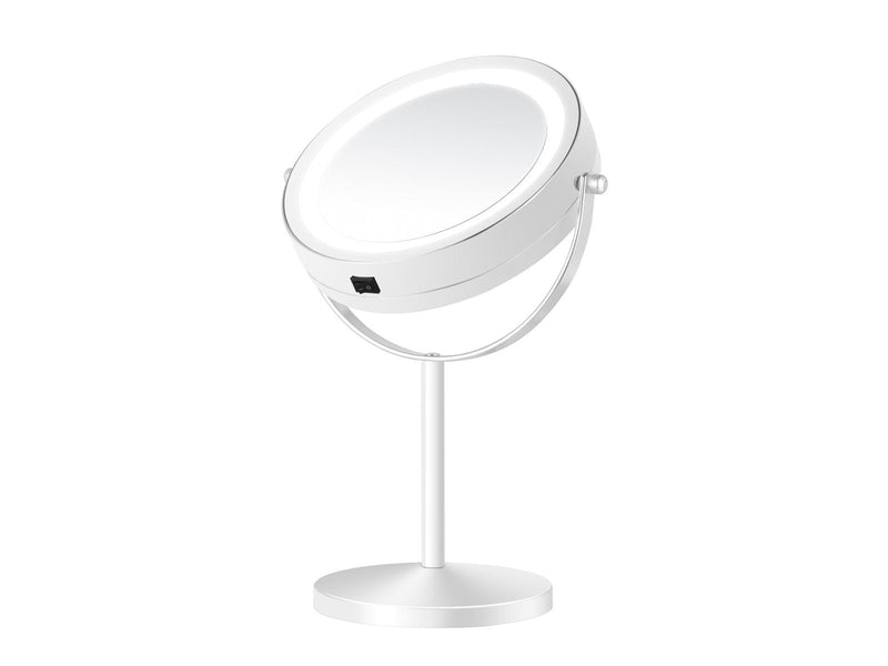 Gillian Jones Double-Sided Wall Mirror in White with LED Light - x1/x10 Magnification