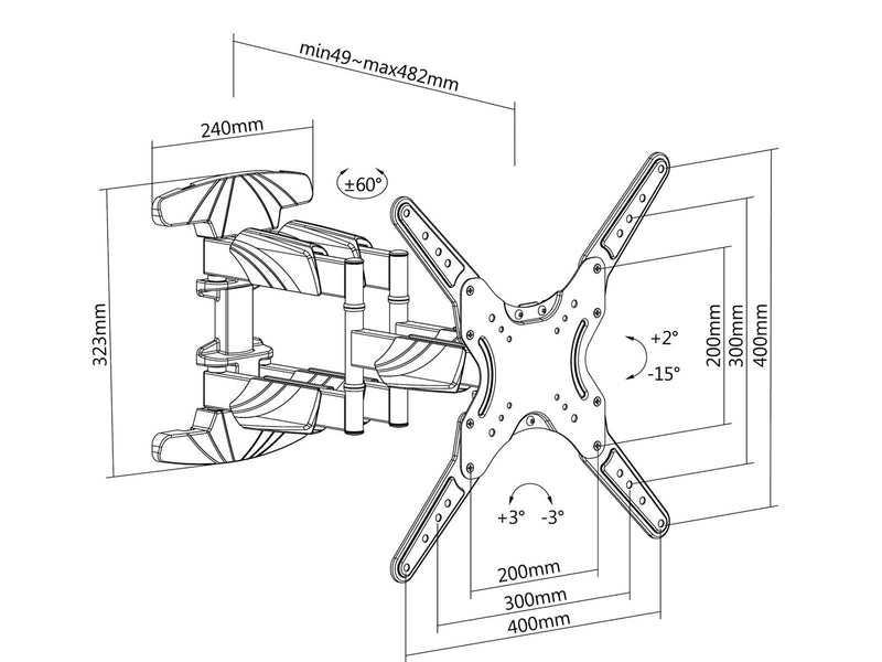 Harmony DB162 wall bracket with extension and tilt 40 kg 55" 200 x 100 mm