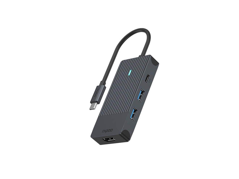 RAPOO Multiport USB-C UCM-2001 4-i-1 USB-C-Adapter USB-Hubs - 4 - Schwarz