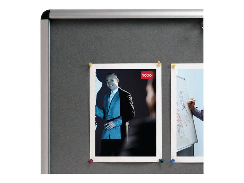 Nobo enclosed bulletin board - 965 x 665 mm - grey