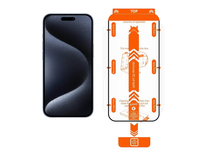 Mobile Origin Orange Screen Guard iPhone 15 Pro with easy applicator - 2 pack