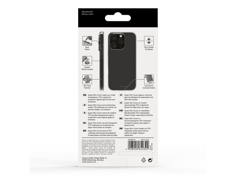 Vivanco Slim TPU Cover iPhone 16 Pro - Clear