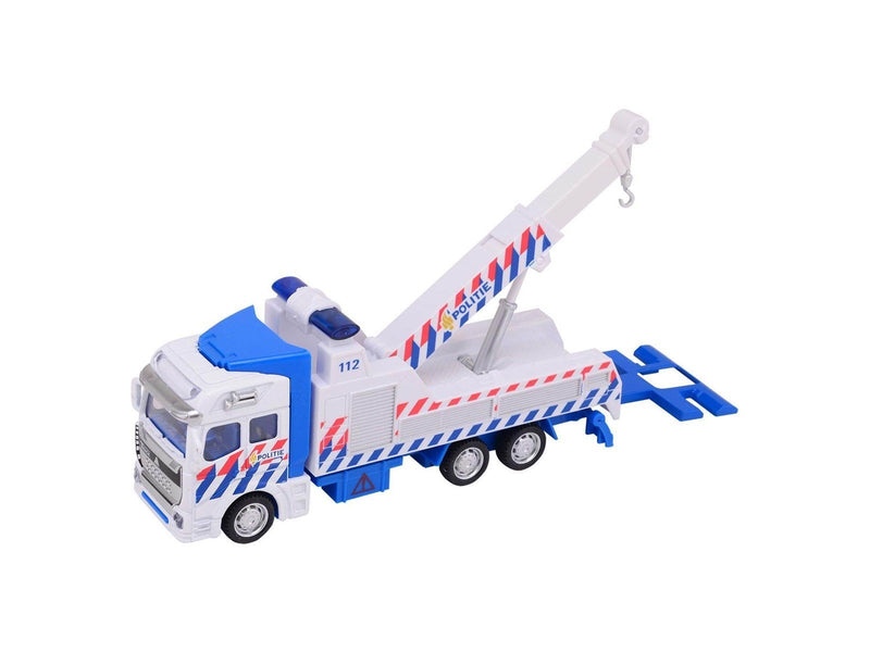 Johntoy 1-1-2 Pull-Back Police Tow Truck