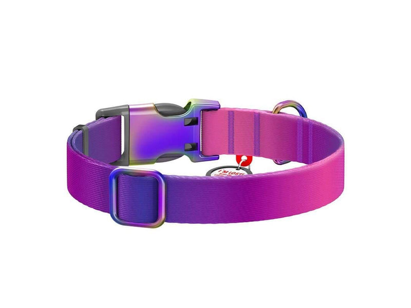 Waudog Nylon dog collar with QR code 15 mm wide 25-35 cm long purple