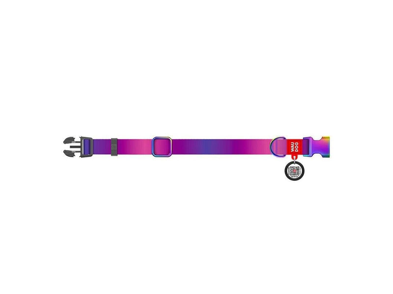 Waudog Nylon dog collar with QR code 15 mm wide 25-35 cm long purple