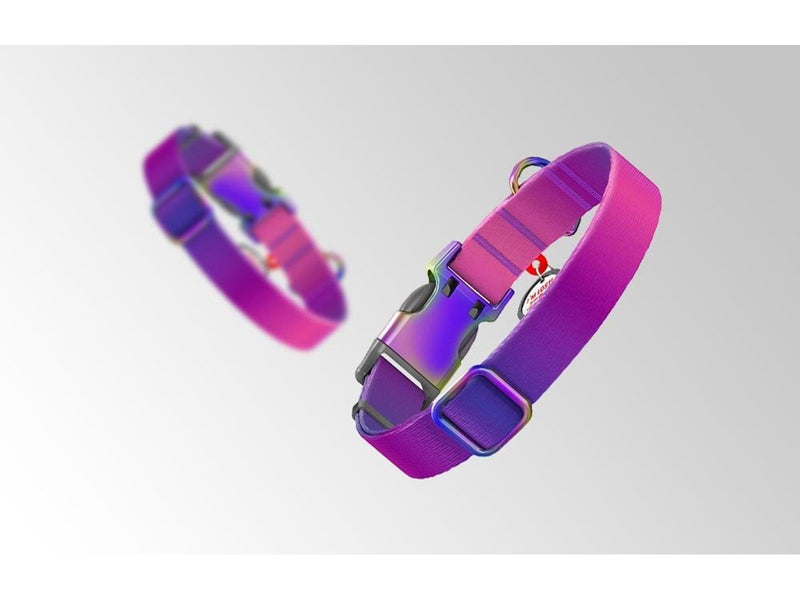 Waudog Nylon dog collar with QR code 15 mm wide 25-35 cm long purple