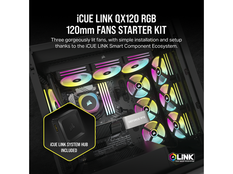 Corsair iCUE LINK QX120 RGB Starter Kit - Black