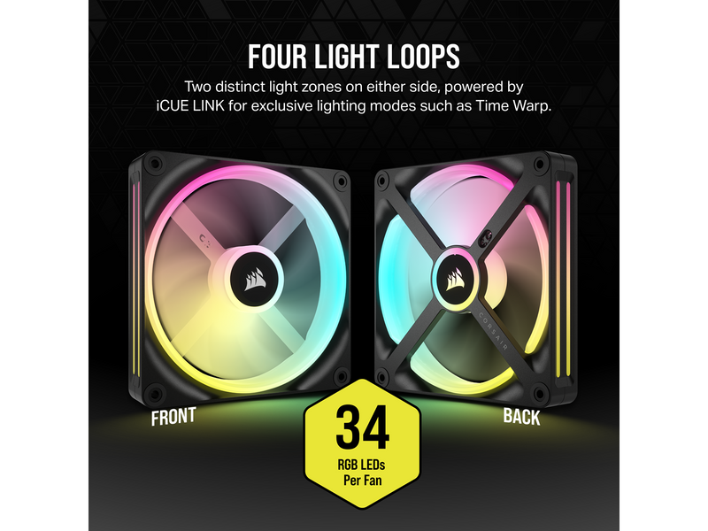 Corsair iCUE LINK QX140 RGB Starter Kit - Black - Gehäuselüfter - 140mm - Schwarz mit RGB LED - 37 dBA