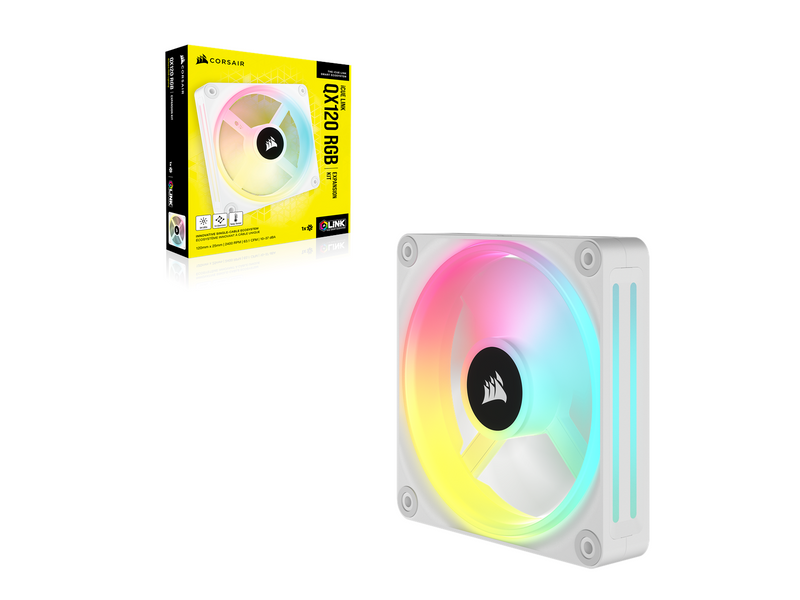 Corsair iCUE LINK QX120 RGB Expansion Fan - White - Gehäuselüfter - 120mm - Weiß mit RGB-Beleuchtung - 37 dBA