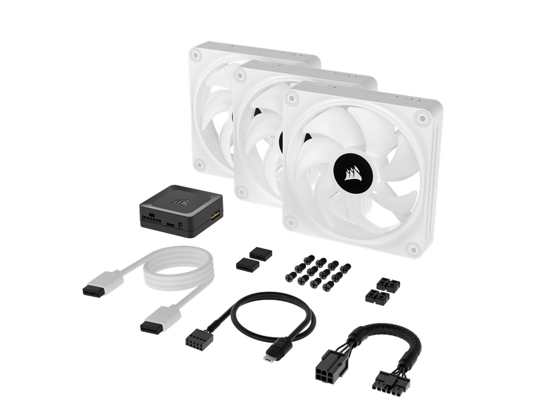Corsair iCUE LINK QX120 RGB Starter Kit - White - Gehäuselüfter - 120mm - Weiß mit RGB-Beleuchtung - 37 dBA