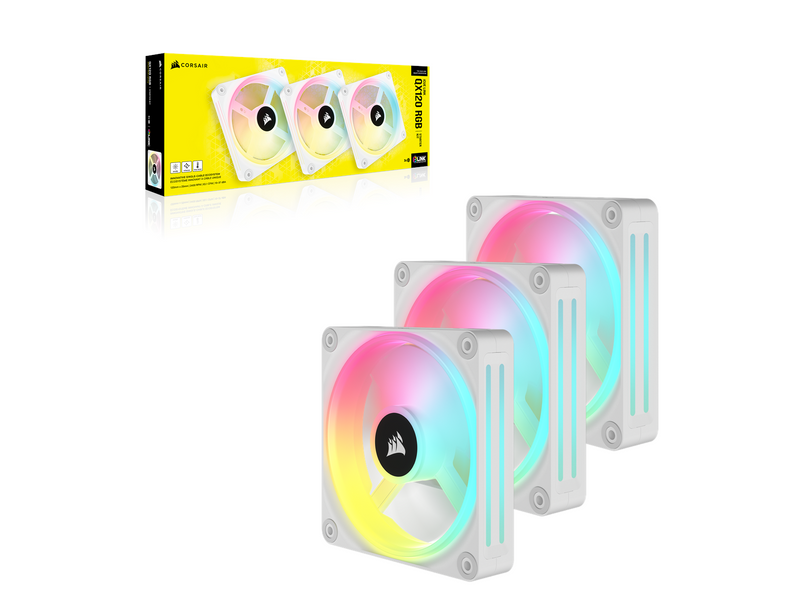 Corsair iCUE LINK QX120 RGB Starter Kit - White - Gehäuselüfter - 120mm - Weiß mit RGB-Beleuchtung - 37 dBA