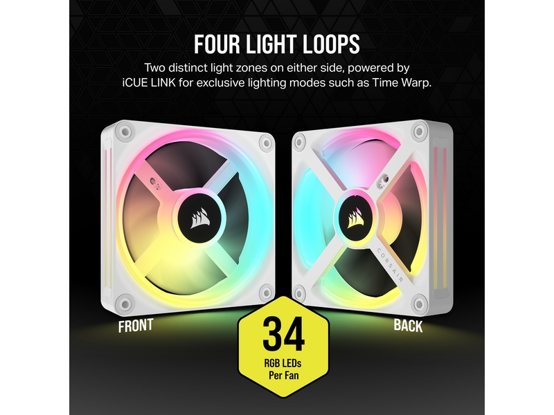 Corsair iCUE LINK QX120 RGB Starter Kit - White - Gehäuselüfter - 120mm - Weiß mit RGB-Beleuchtung - 37 dBA