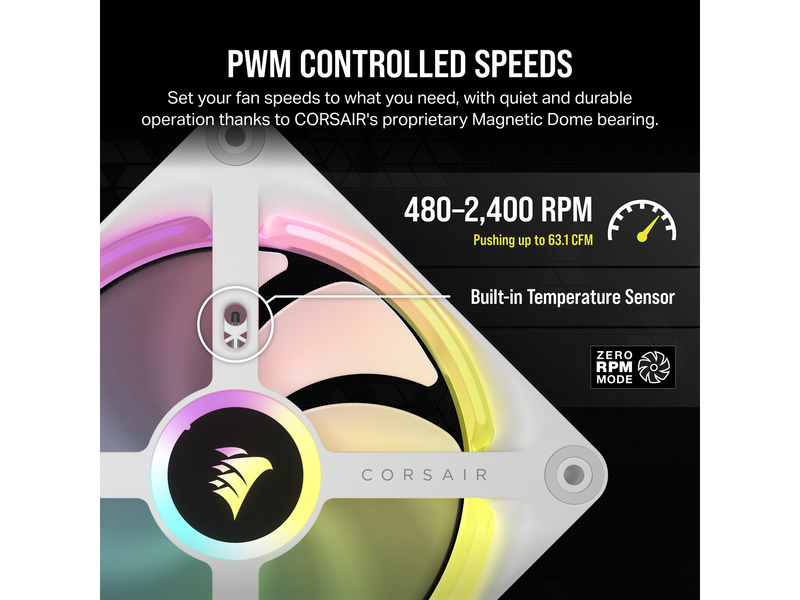 Corsair iCUE LINK QX120 RGB Starter Kit - White - Gehäuselüfter - 120mm - Weiß mit RGB-Beleuchtung - 37 dBA