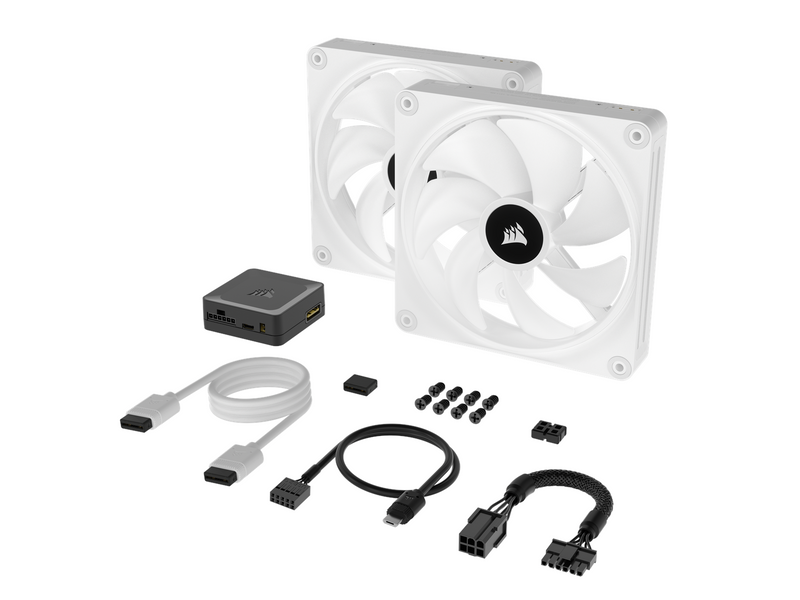 Corsair iCUE LINK QX140 RGB Starter Kit - White - Gehäuselüfter - 140mm - Weiß mit RGB-Beleuchtung - 37 dBA