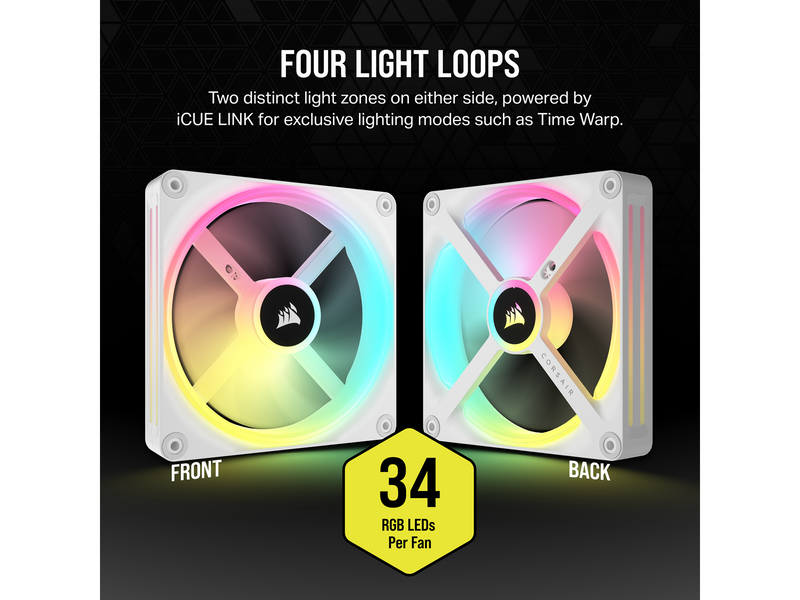 Corsair iCUE LINK QX140 RGB Starter Kit - White - Gehäuselüfter - 140mm - Weiß mit RGB-Beleuchtung - 37 dBA