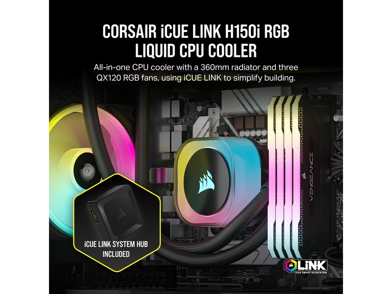 Corsair iCUE LINK H150i RGB - Black - CPU-Wasserkühlung - Max 37 dBA